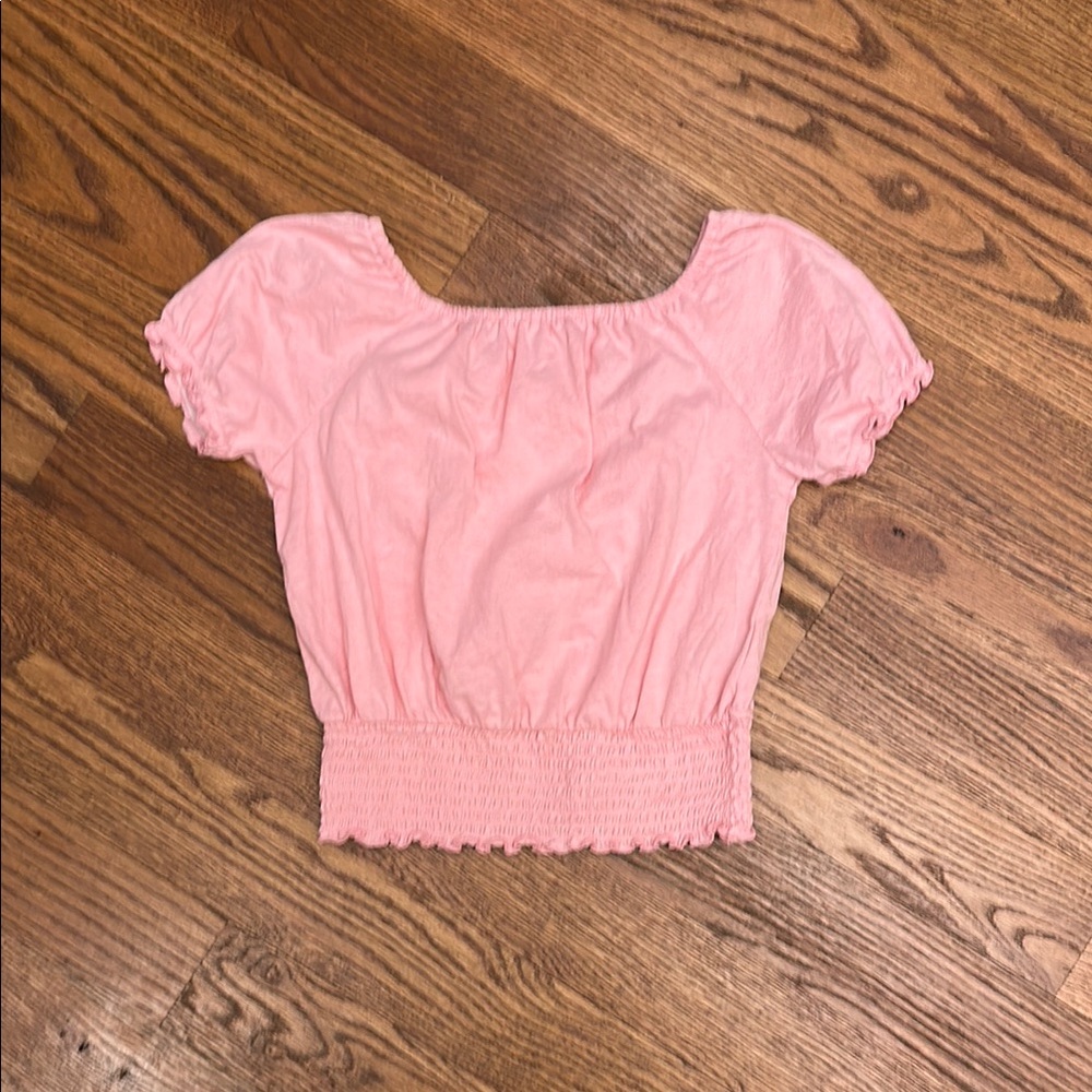 GUC Old Navy Girls Pink Smocked Puff Sleeve Top; Size L